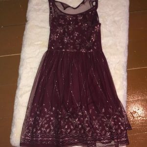 Burgundy formal dress with sparkle decals